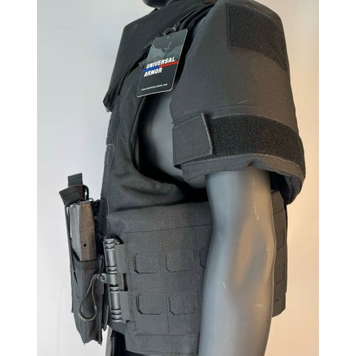 Бронежилет разгрузочный UNIVERSAL ARMOR в Ангарске (СВМПЭ + бронеплиты Бр5 класса) черный