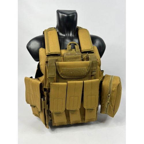Тактический разгрузочный жилет «5 / пять карманов» с подсумками Tactical Molle Plate Carrier для съемных бронепластин в Ангарске