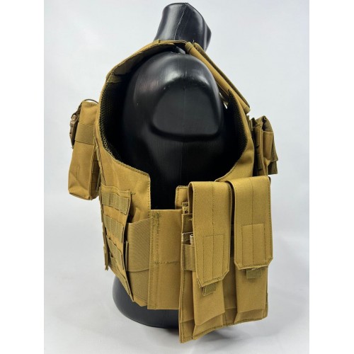 Тактический разгрузочный жилет «5 / пять карманов» с подсумками Tactical Molle Plate Carrier для съемных бронепластин в Ангарске